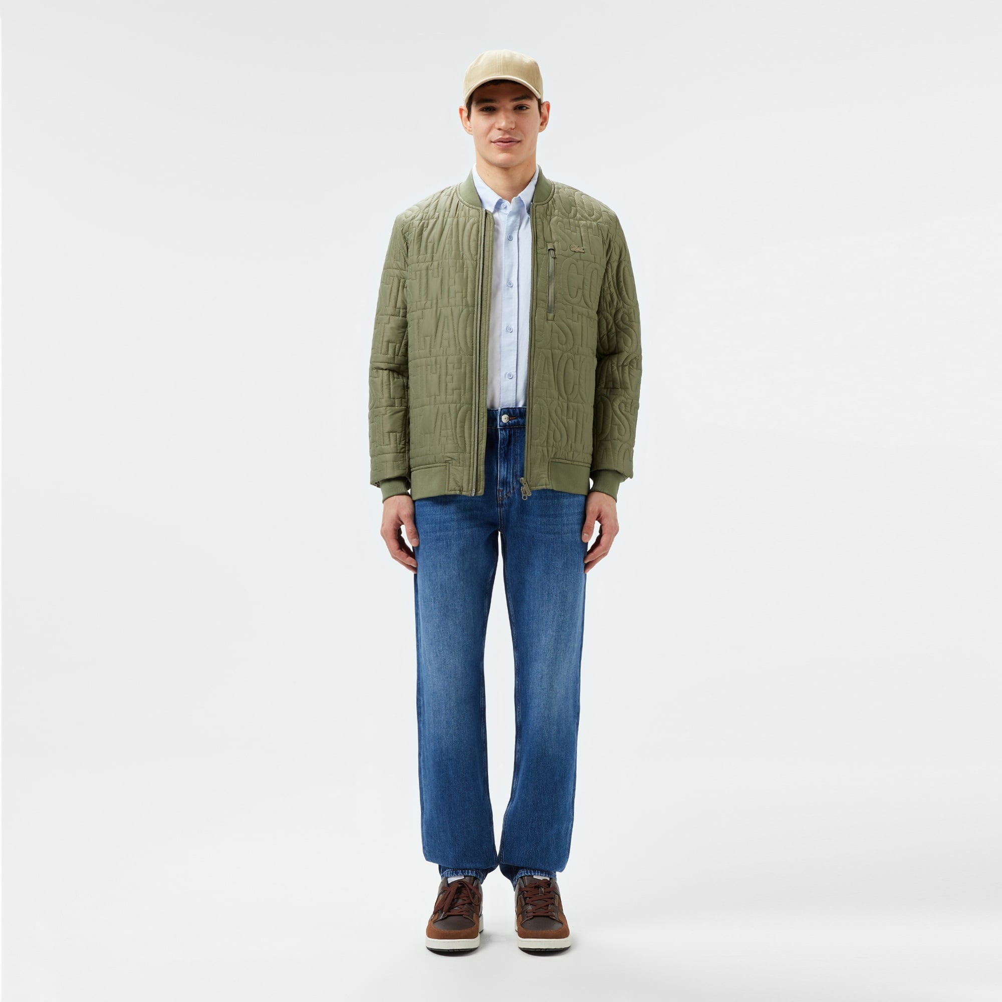 Erkek Regular Fit Dik Yaka Kapitone Yeşil Mont