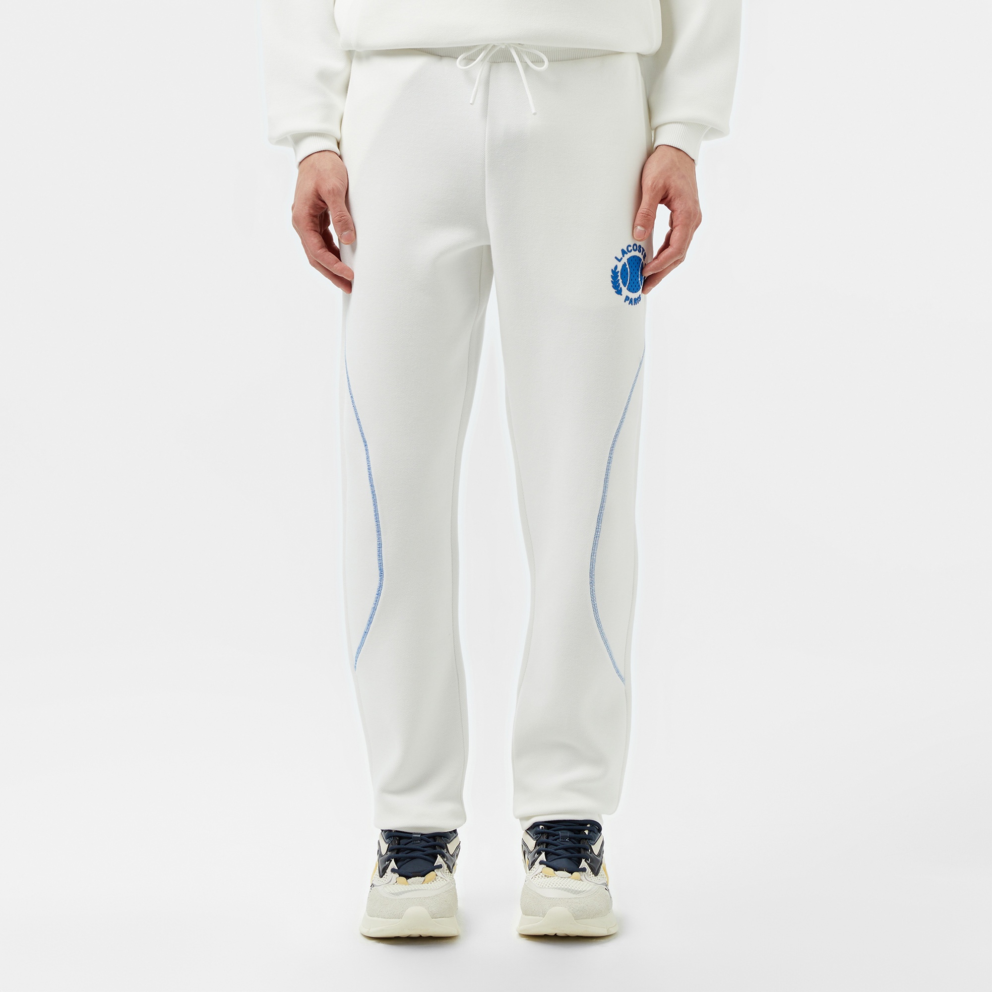 Lacoste Erkek Tapered Fit Baskılı Beyaz Eşofman Altı