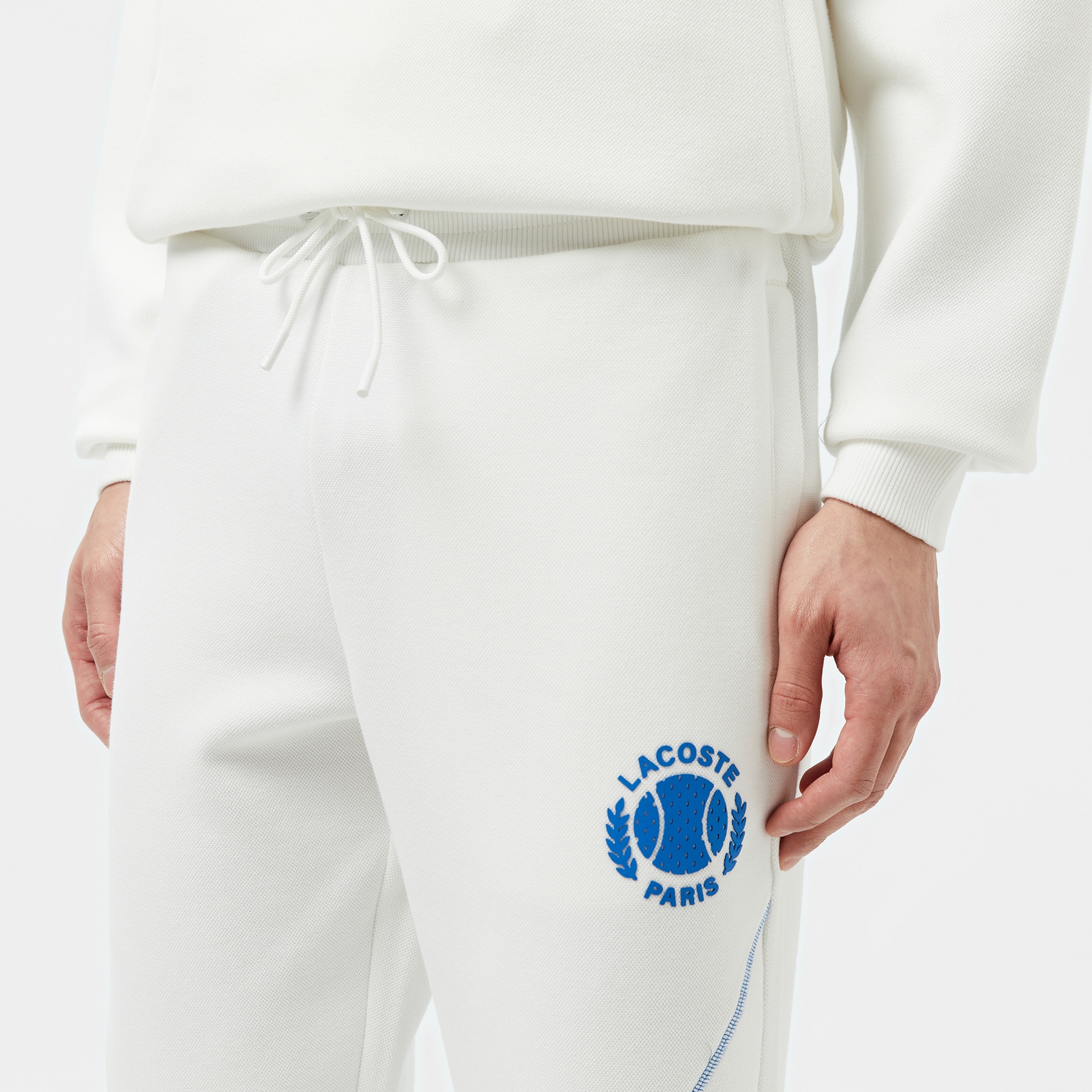 Lacoste Erkek Tapered Fit Baskılı Beyaz Eşofman Altı