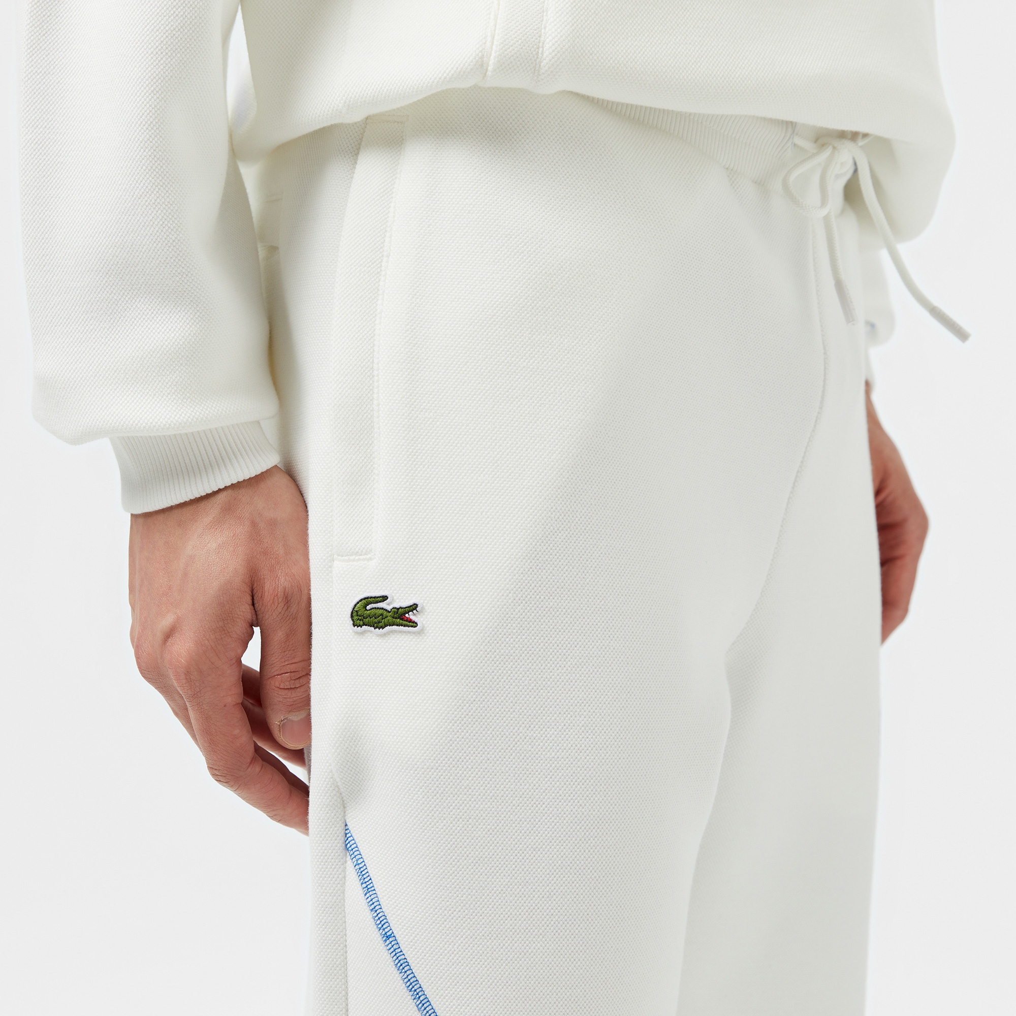 Lacoste Erkek Tapered Fit Baskılı Beyaz Eşofman Altı