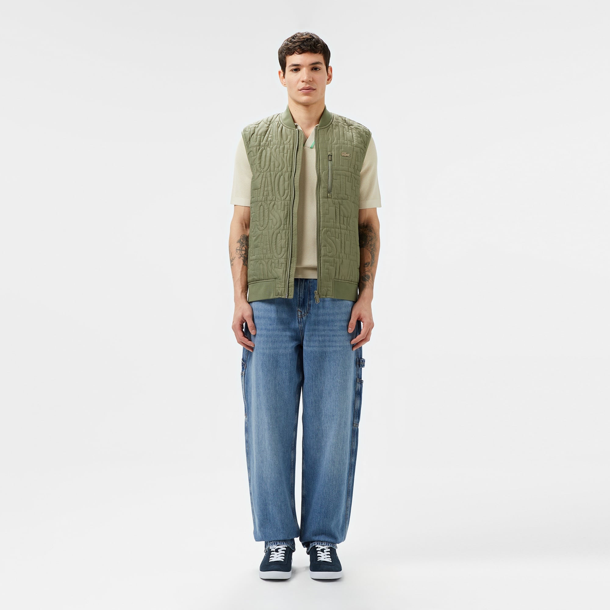 Lacoste Erkek Regular Fit Dik Yaka Kapitone Yeşil Yelek