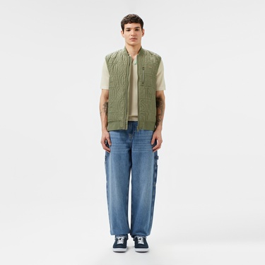  Erkek Regular Fit Dik Yaka Kapitone Yeşil Yelek