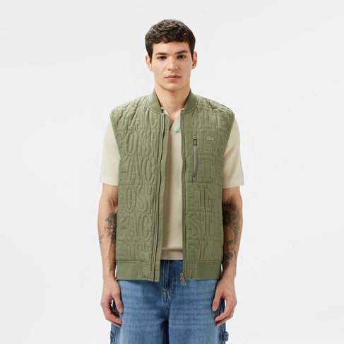  Erkek Regular Fit Dik Yaka Kapitone Yeşil Yelek