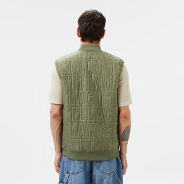  Erkek Regular Fit Dik Yaka Kapitone Yeşil Yelek