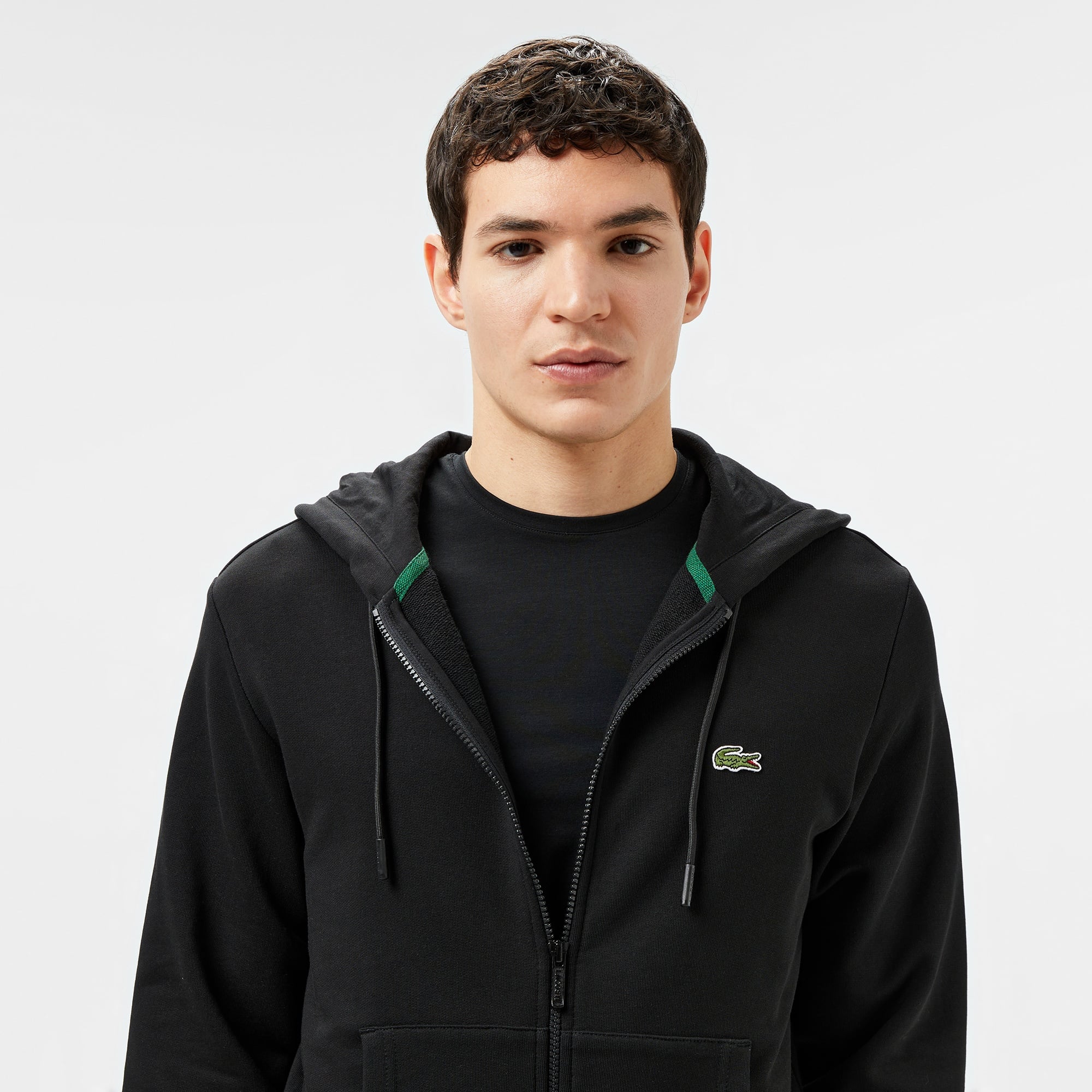 Lacoste Erkek Classic Fit Kapüşonlu Siyah Sweatshirt