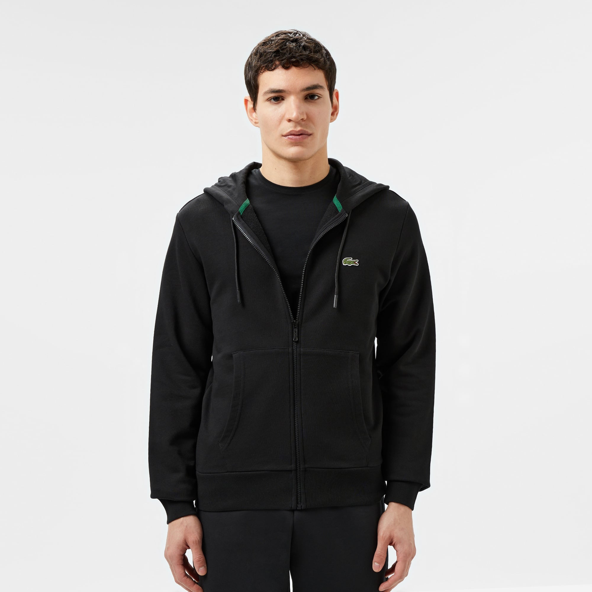 Lacoste Erkek Classic Fit Kapüşonlu Siyah Sweatshirt