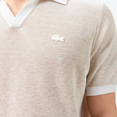  Lacoste Erkek Kısa Kollu Polo Yaka Krem Triko