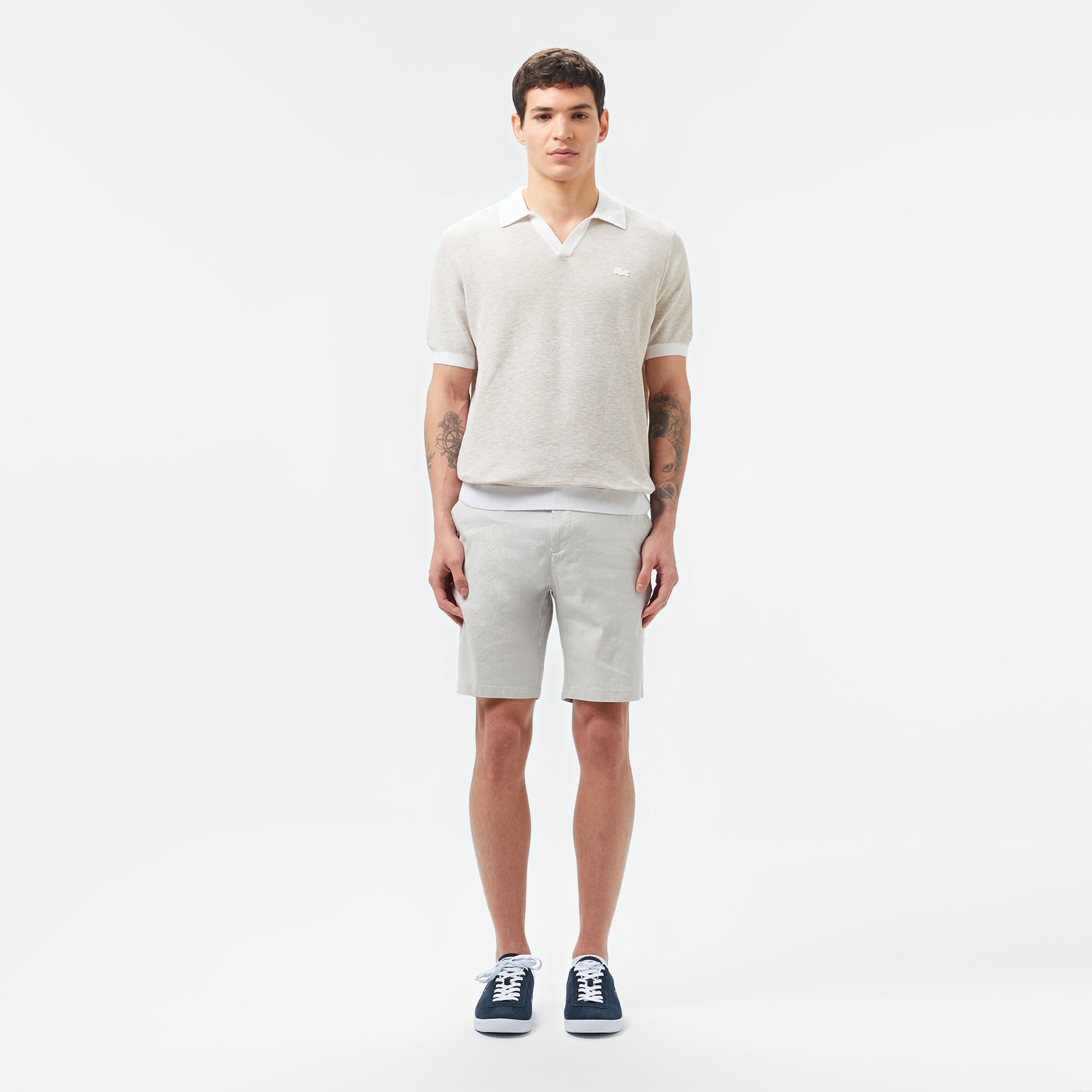 Erkek Kısa Kollu Polo Yaka Krem Triko