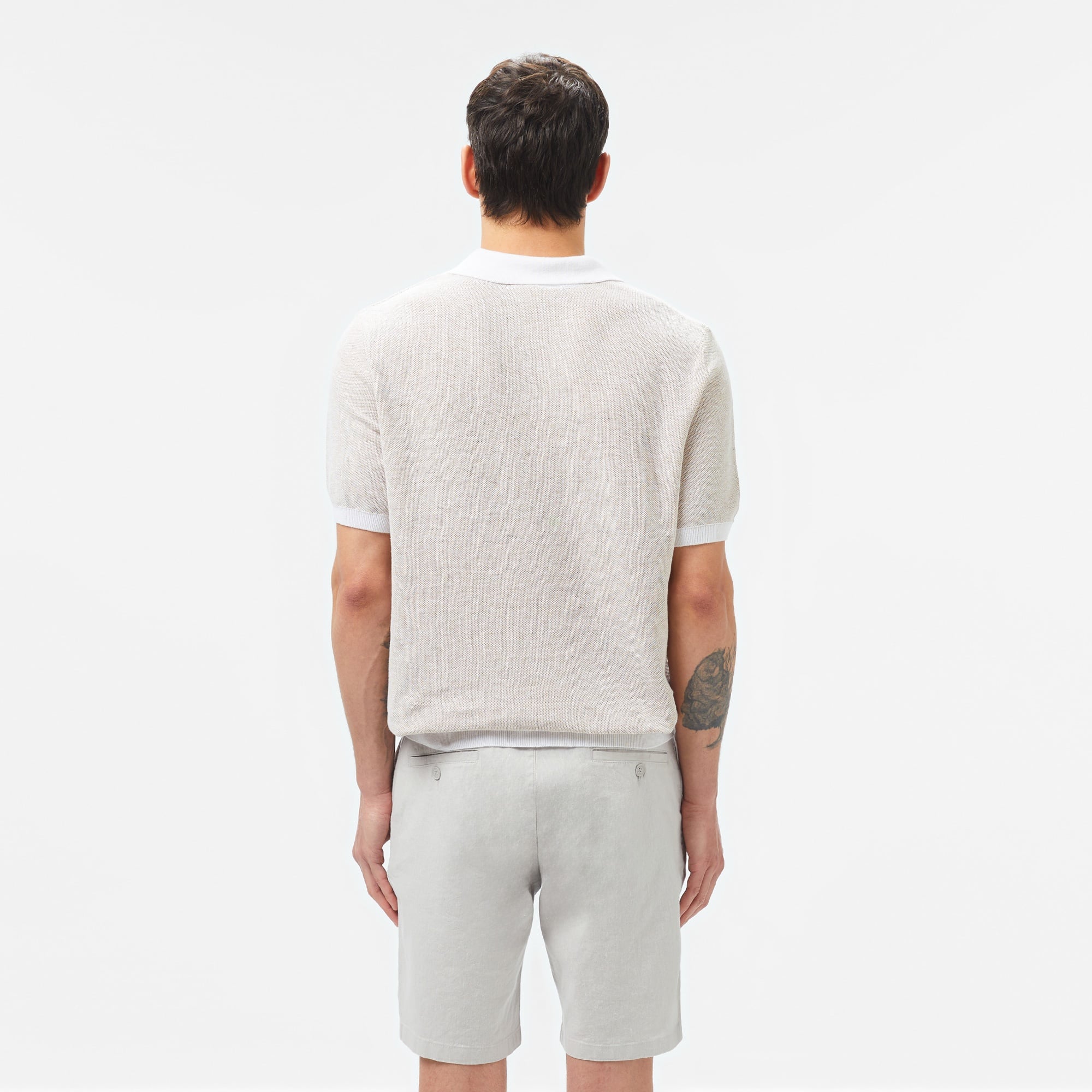Erkek Kısa Kollu Polo Yaka Krem Triko