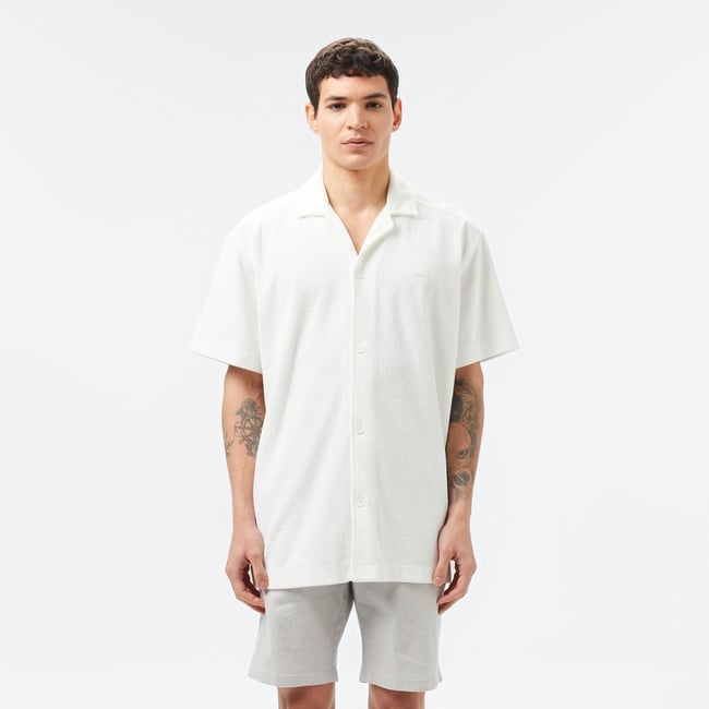  Lacoste Erkek Relaxed Fit Kısa Kollu Beyaz Gömlek