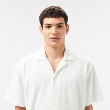  Lacoste Erkek Relaxed Fit Kısa Kollu Beyaz Gömlek