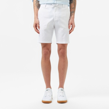  Erkek Regular Fit Keten Beyaz Bermuda Şort