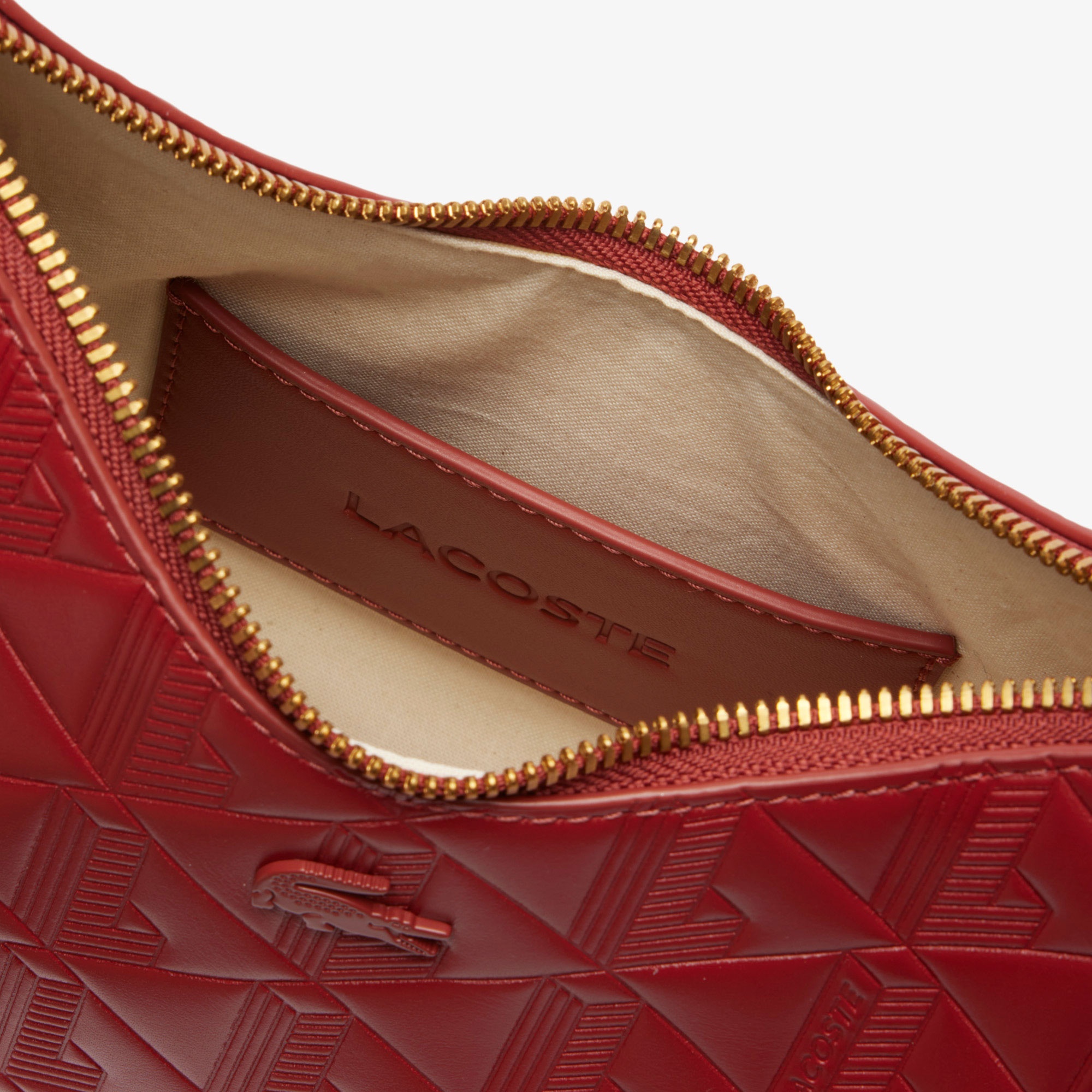 Lacoste Maheki Kadın Monogram Deri  Bordo Omuz Çantası