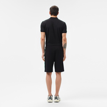  Erkek Regular Fit Baskılı Siyah Şort