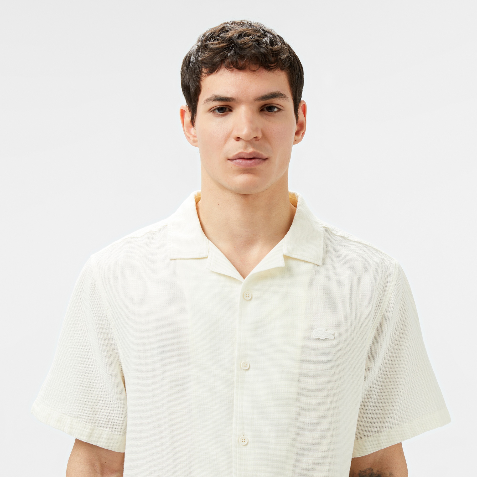 Lacoste Erkek Regular Fit Kısa Kollu Beyaz Gömlek