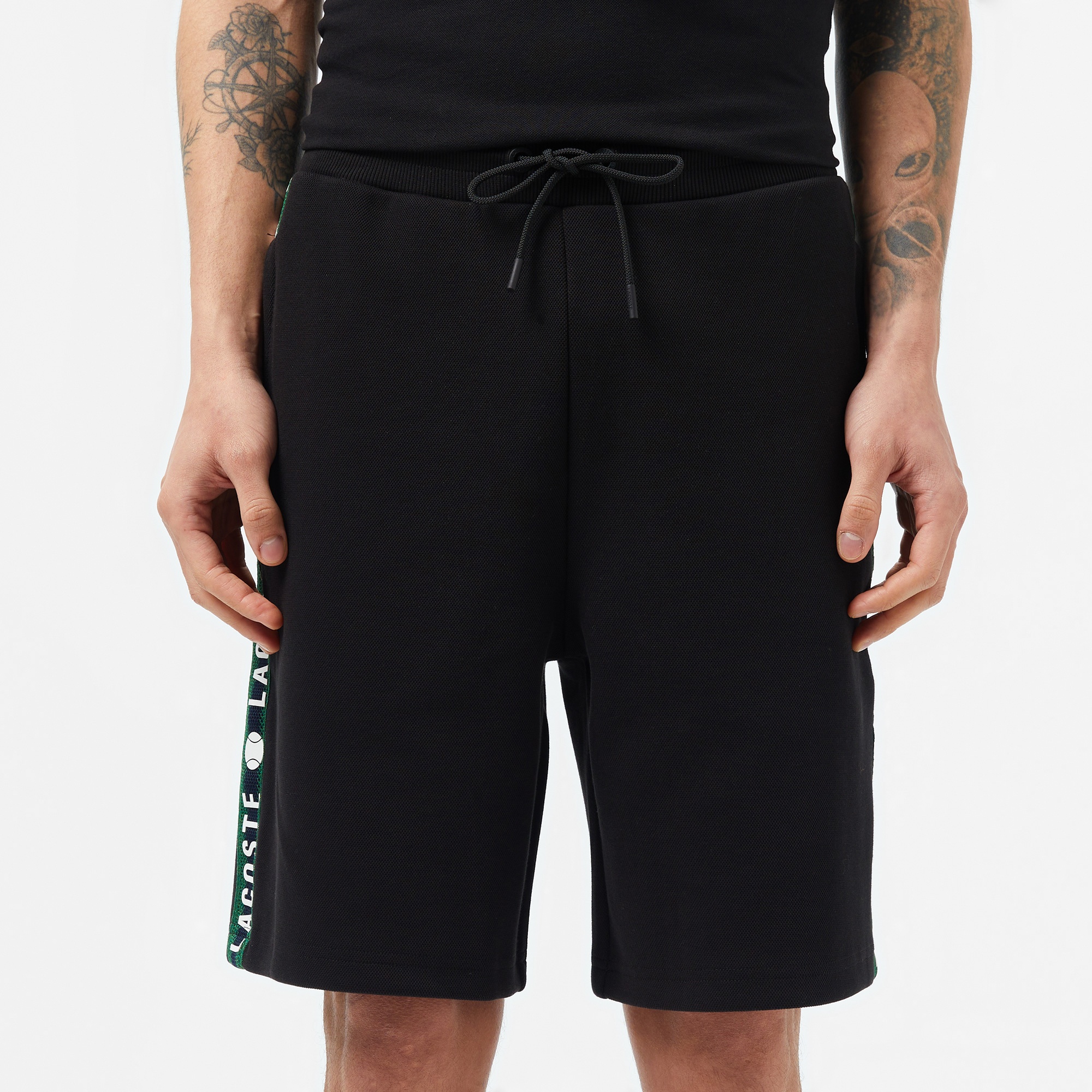 Erkek Regular Fit Baskılı Siyah Şort