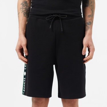  Erkek Regular Fit Baskılı Siyah Şort