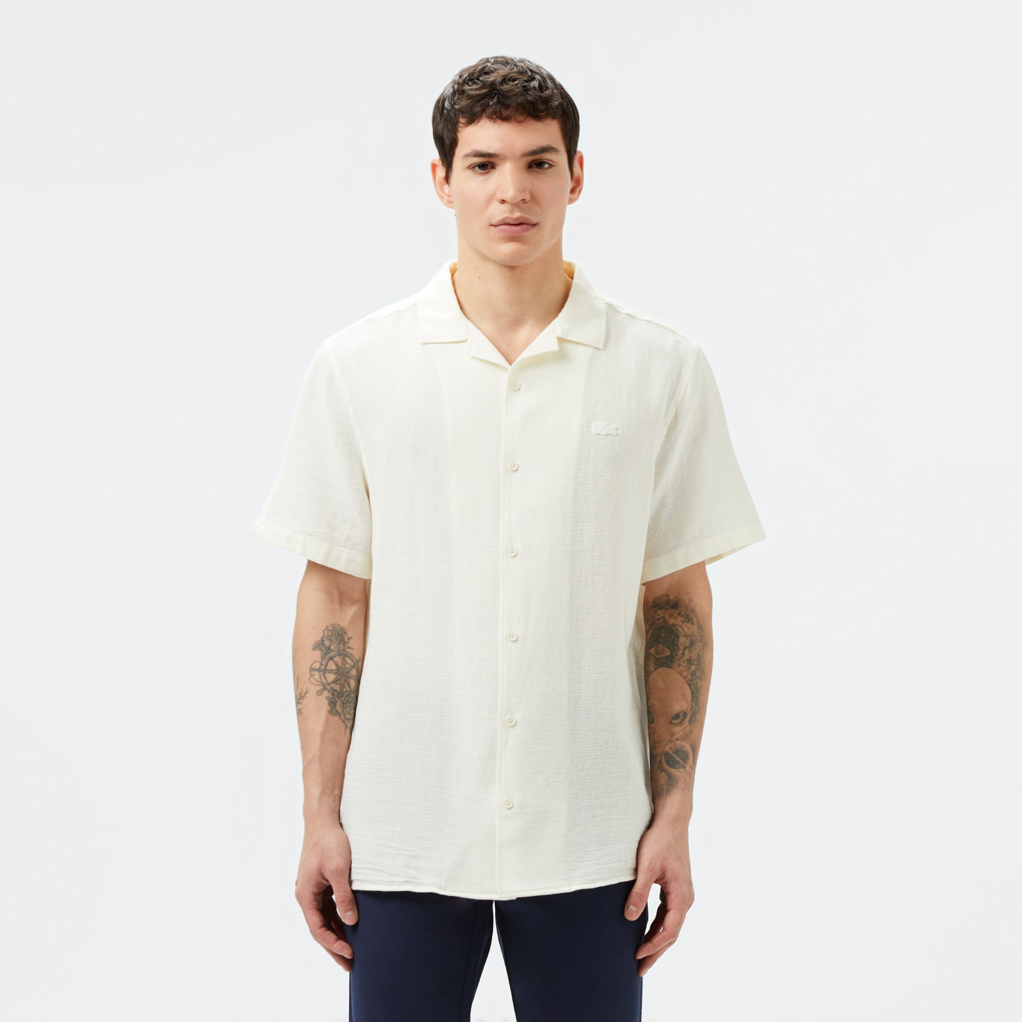 Lacoste Erkek Regular Fit Kısa Kollu Beyaz Gömlek