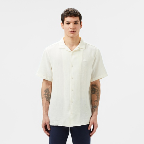  Lacoste Erkek Regular Fit Kısa Kollu Beyaz Gömlek