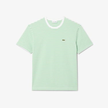  Lacoste Erkek Classic Fit Bisiklet Yaka Çizgili Açık Yeşil T-Shirt