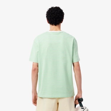  Lacoste Erkek Classic Fit Bisiklet Yaka Çizgili Açık Yeşil T-Shirt