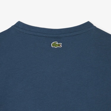  Lacoste Çocuk Bisiklet Yaka Baskılı Lacivert T-Shirt