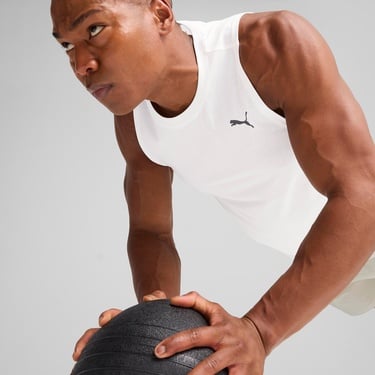  Puma Tad Tech Triblend Sleevless Erkek Beyaz Antrenman Atleti