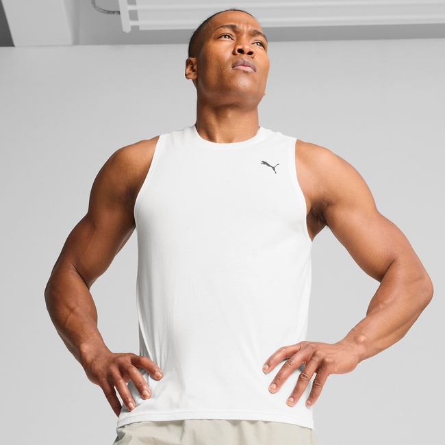  Puma Tad Tech Triblend Sleevless Erkek Beyaz Antrenman Atleti