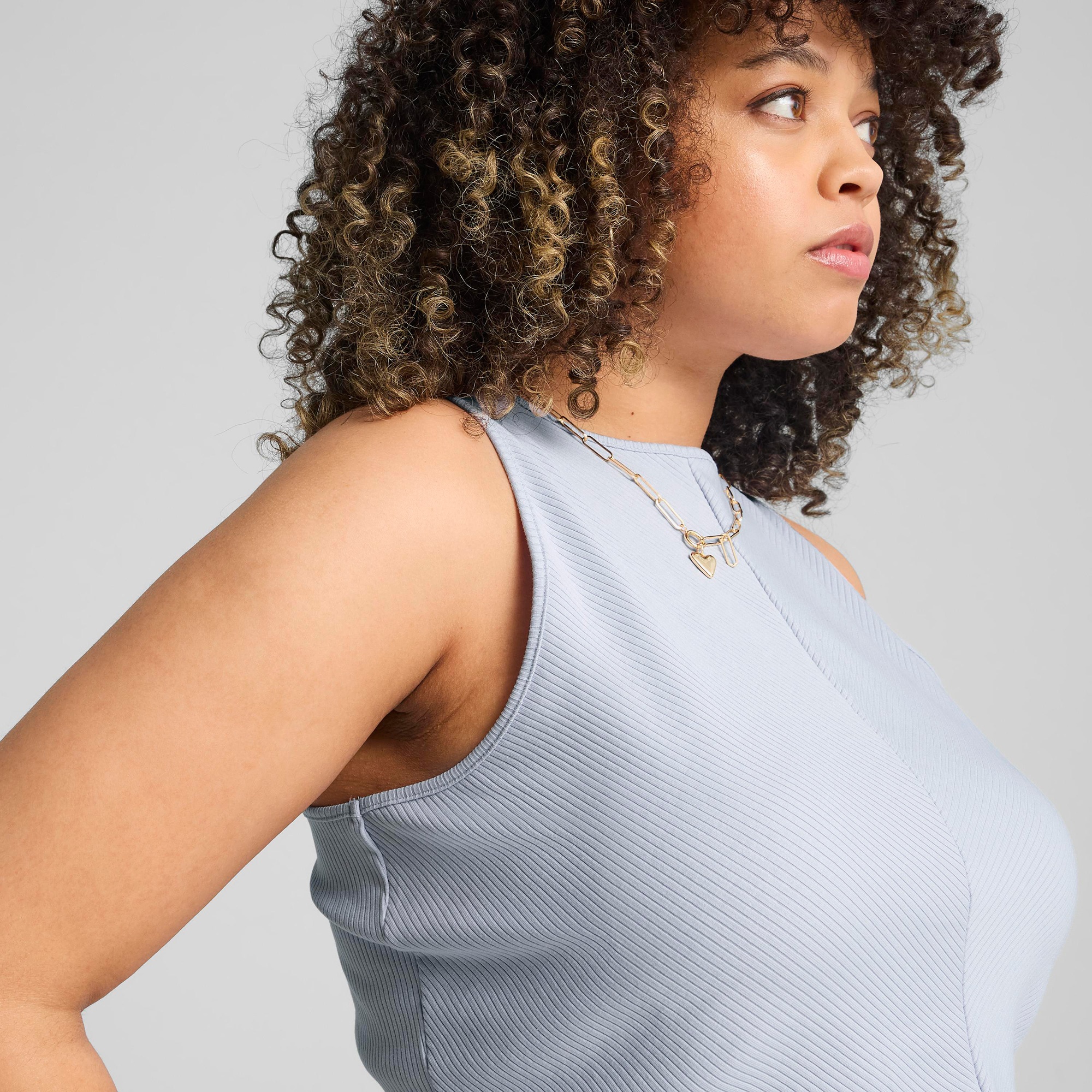 Puma Wardrobe Essentials Ribbed Crop Top Kadın Mavi Atlet