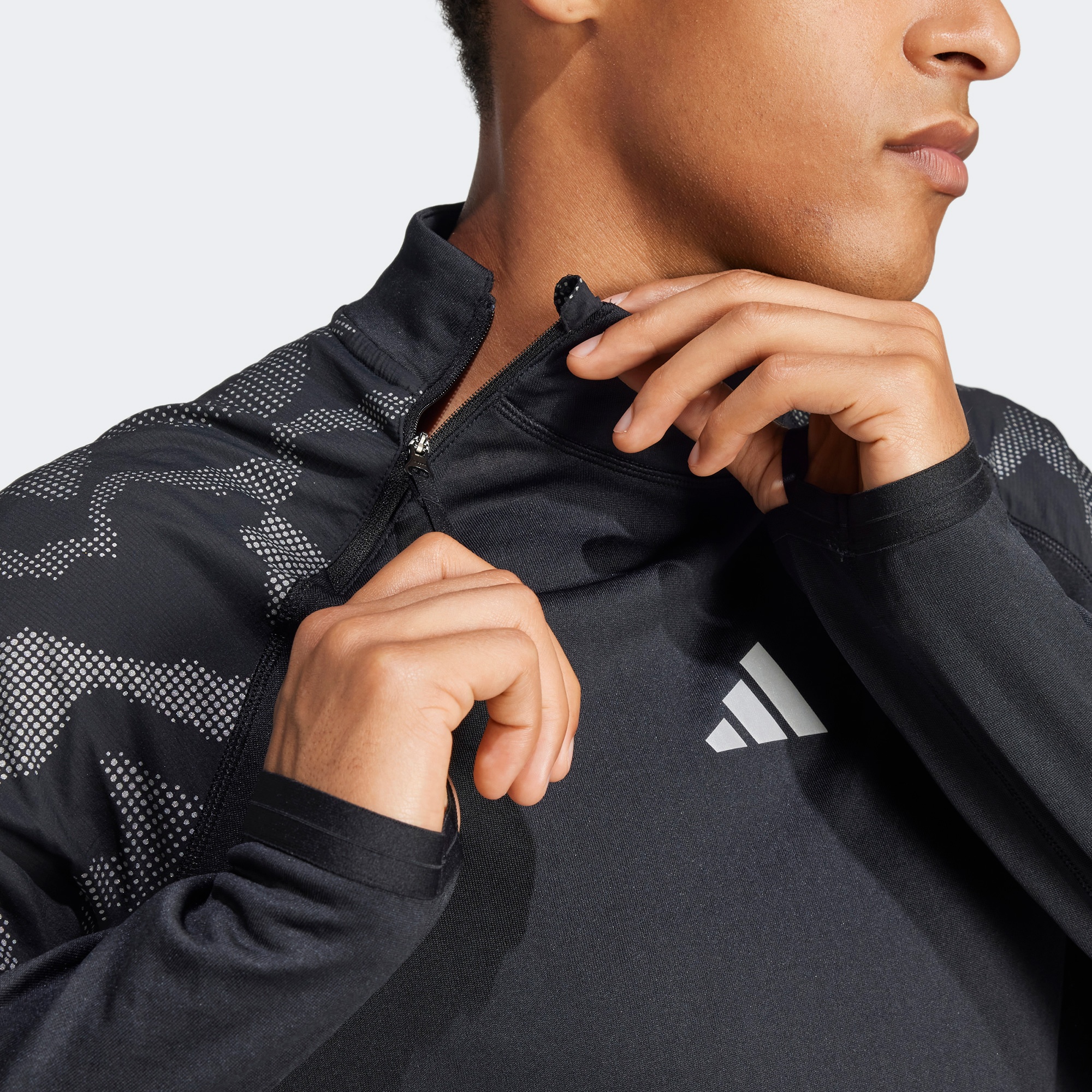 adidas Ultimate Hi Vis Reflective Yarım Boy Erkek Siyah Eşofman Üstü