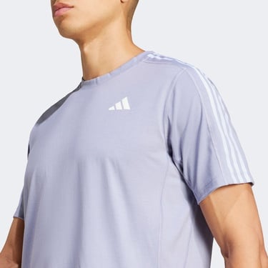  adidas Own The Run 3 Stripes Erkek Mor Koşu T-Shirt