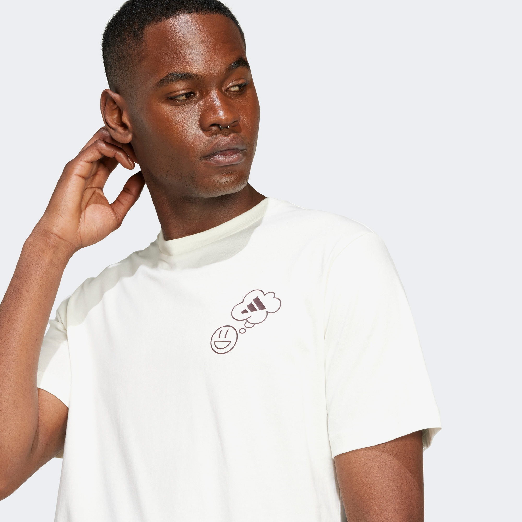 adidas Lounge Verbiage Circle Graphic Erkek Beyaz T-Shirt