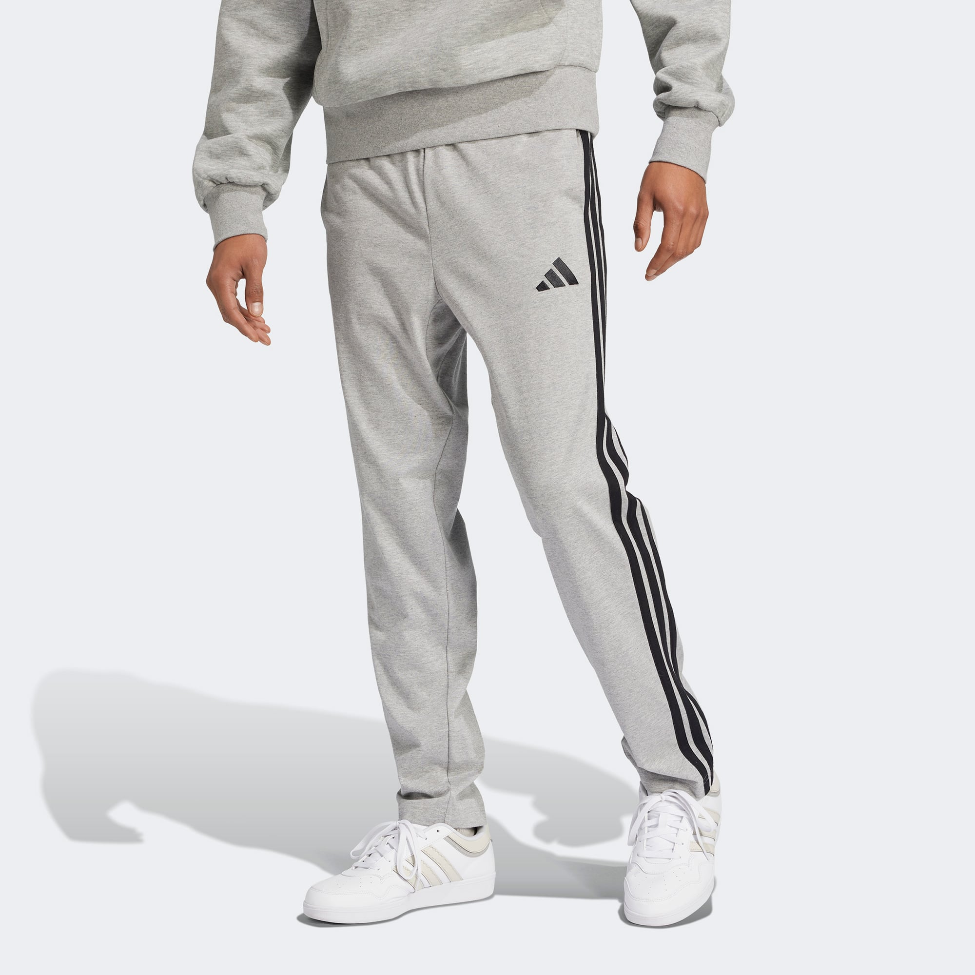  adidas Essentials 3 Stripes Single Erkek Gri Eşofman Altı
