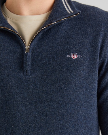  GANT Erkek Lacivert Regular Fit Yarım Fermuarlı Yün Kazak