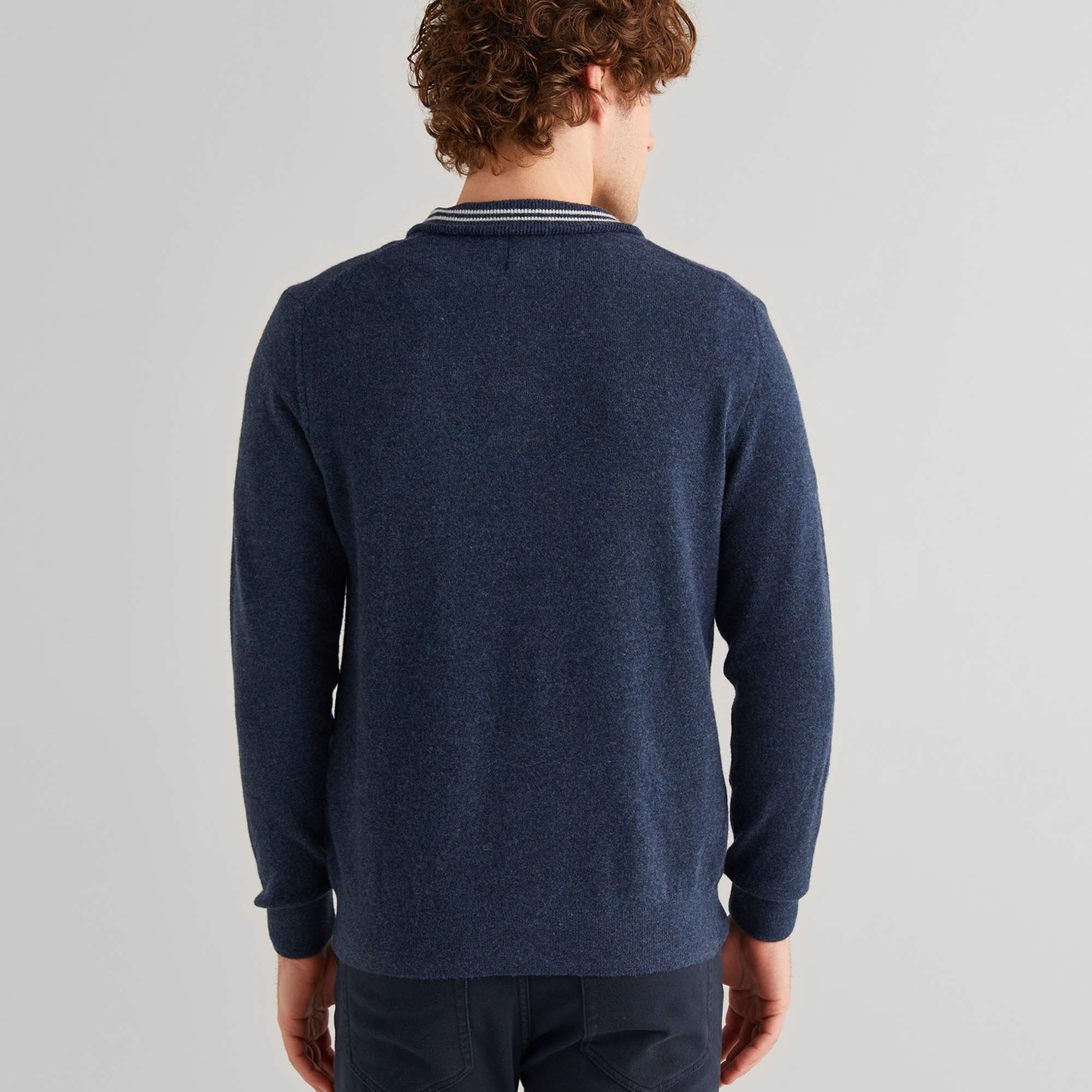 GANT Erkek Lacivert Regular Fit Yarım Fermuarlı Yün Kazak