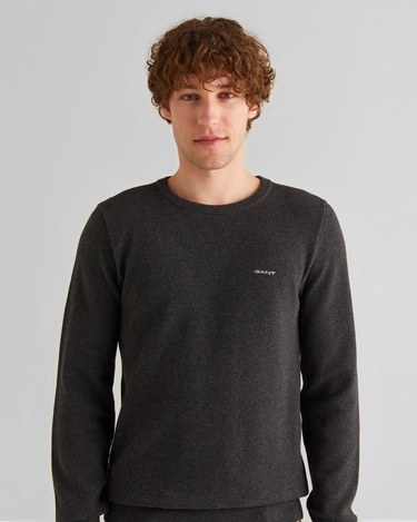  GANT Erkek Gri Regular Fit Bisiklet Yaka Kazak