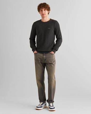  GANT Erkek Gri Regular Fit Bisiklet Yaka Kazak