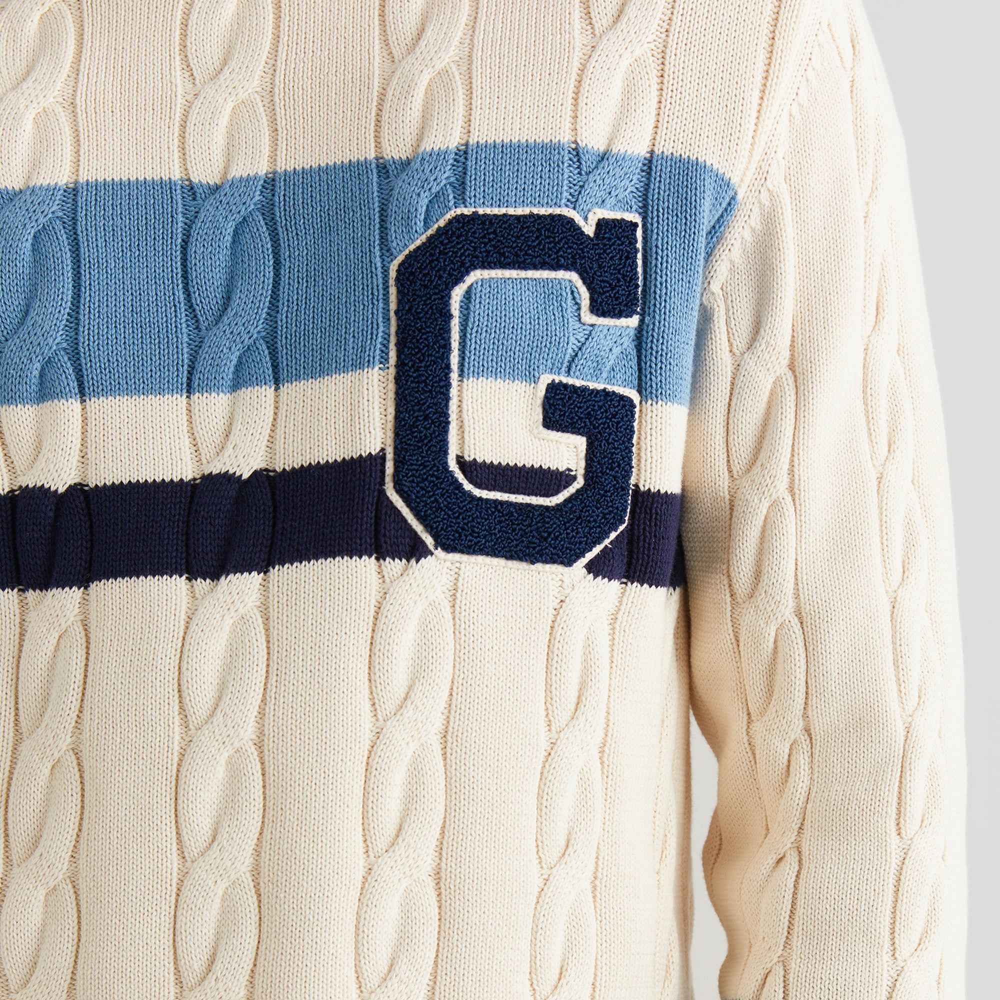 GANT Erkek Krem Relaxed Fit Bisiklet Yaka Renk Bloklu Örgü Kazak