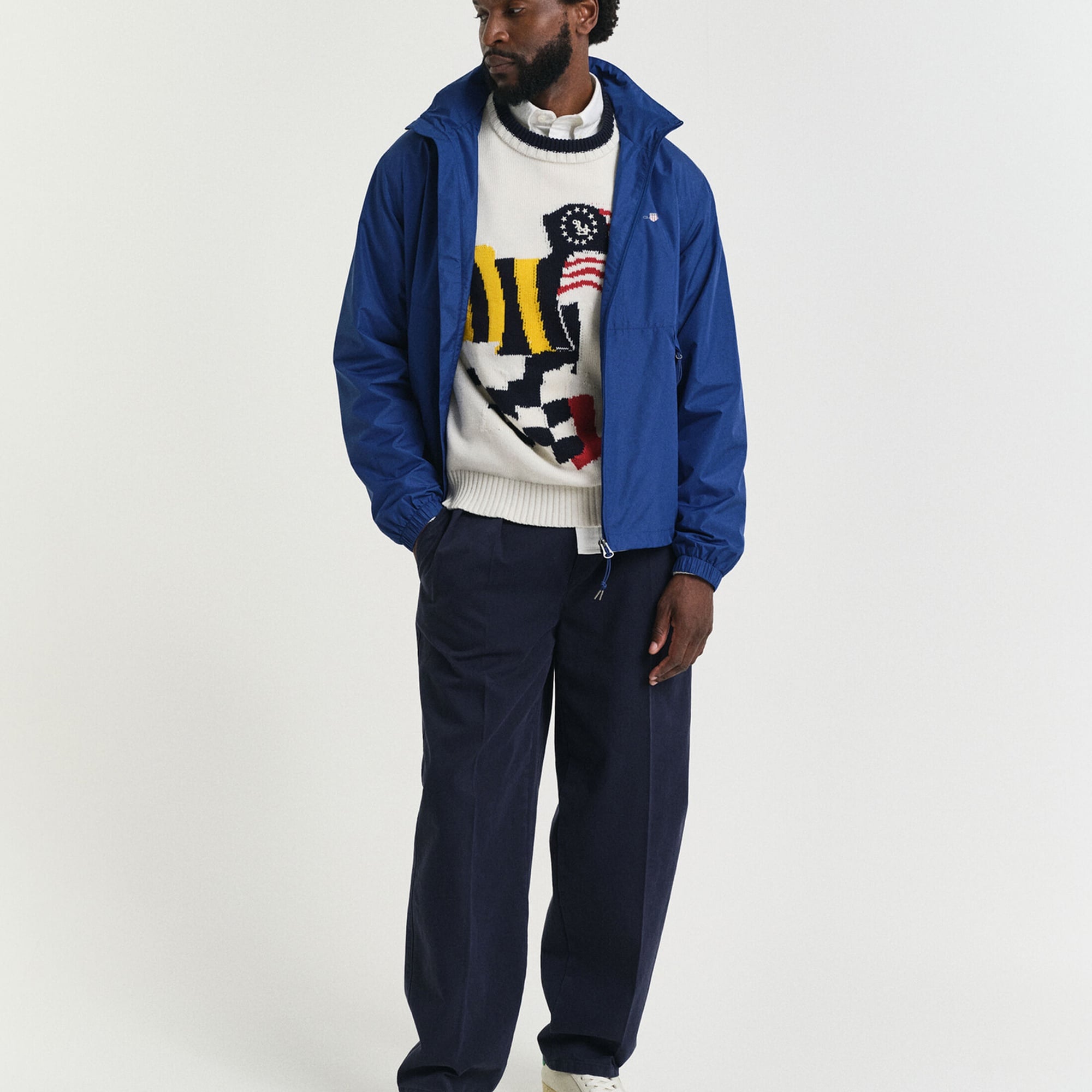 GANT Erkek Lacivert Regular Fit Kapüşonlu Rüzgarlık