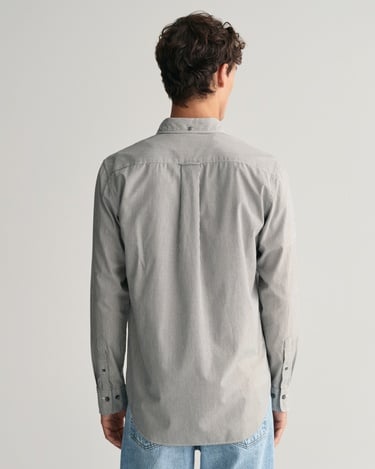  GANT Erkek Siyah Regular Fit Düğmeli Yaka Çizgili Gömlek