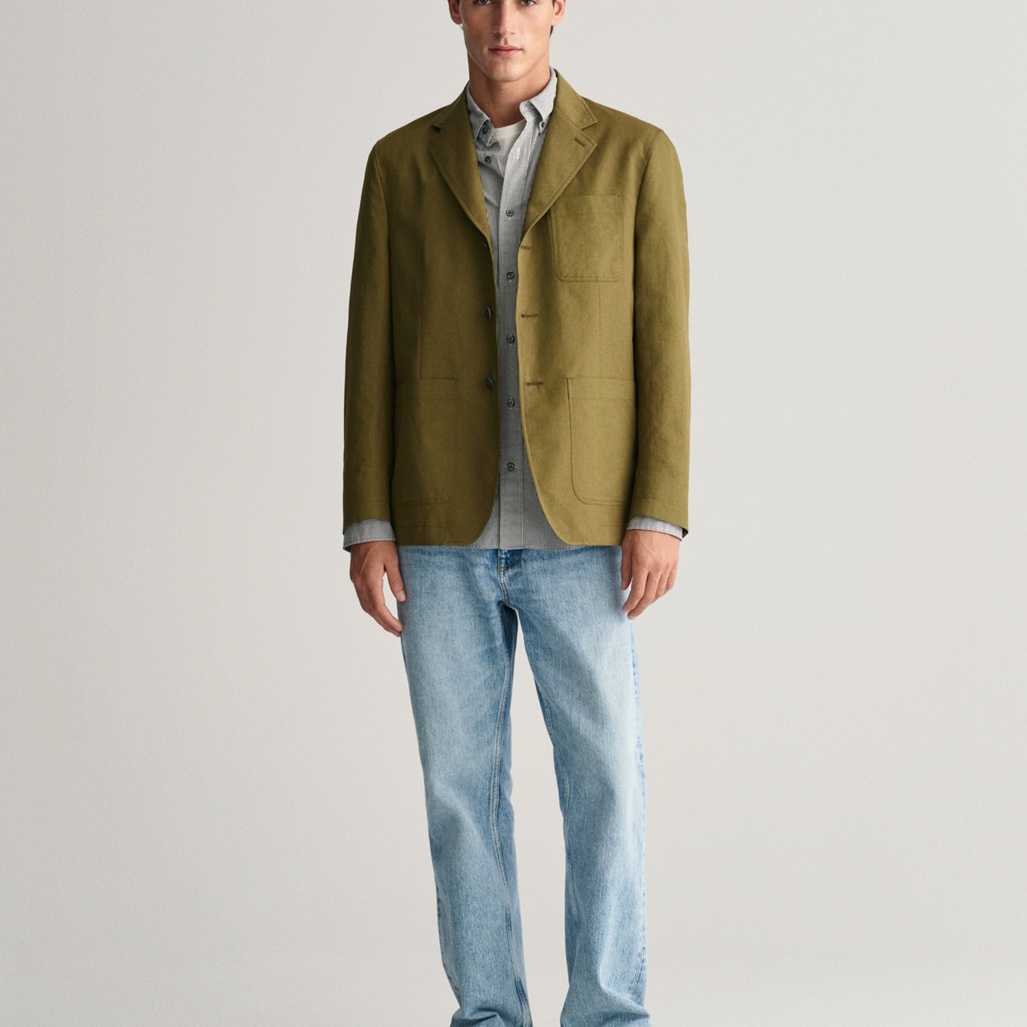 GANT Erkek Siyah Regular Fit Düğmeli Yaka Çizgili Gömlek