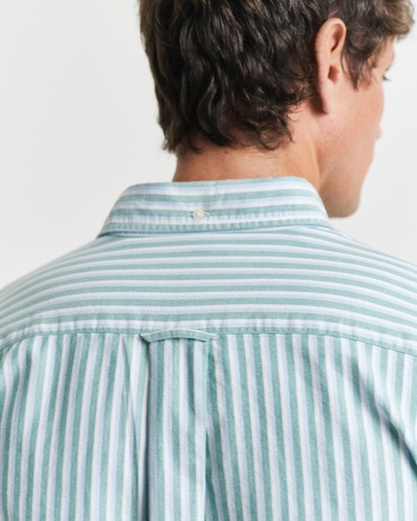  GANT Erkek Yeşil Regular Fit Düğmeli Yaka Çizgili Gömlek