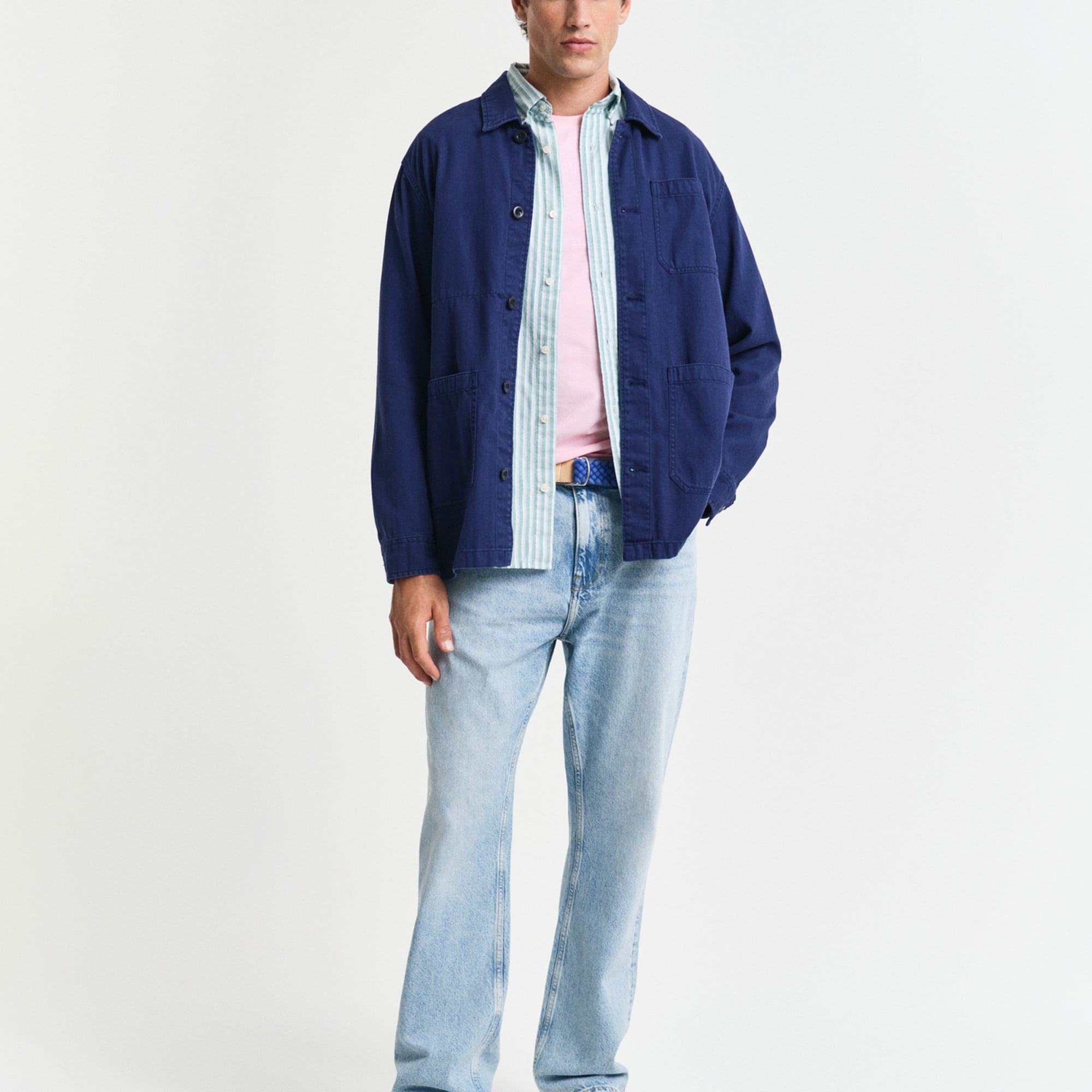 GANT Erkek Yeşil Regular Fit Düğmeli Yaka Çizgili Gömlek