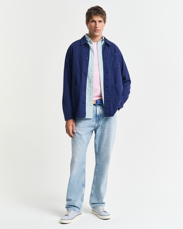  GANT Erkek Yeşil Regular Fit Düğmeli Yaka Çizgili Gömlek