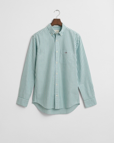  GANT Erkek Yeşil Regular Fit Düğmeli Yaka Çizgili Gömlek