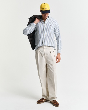  GANT Erkek Lacivert Regular Fit Düğmeli Yaka Çizgili Gömlek