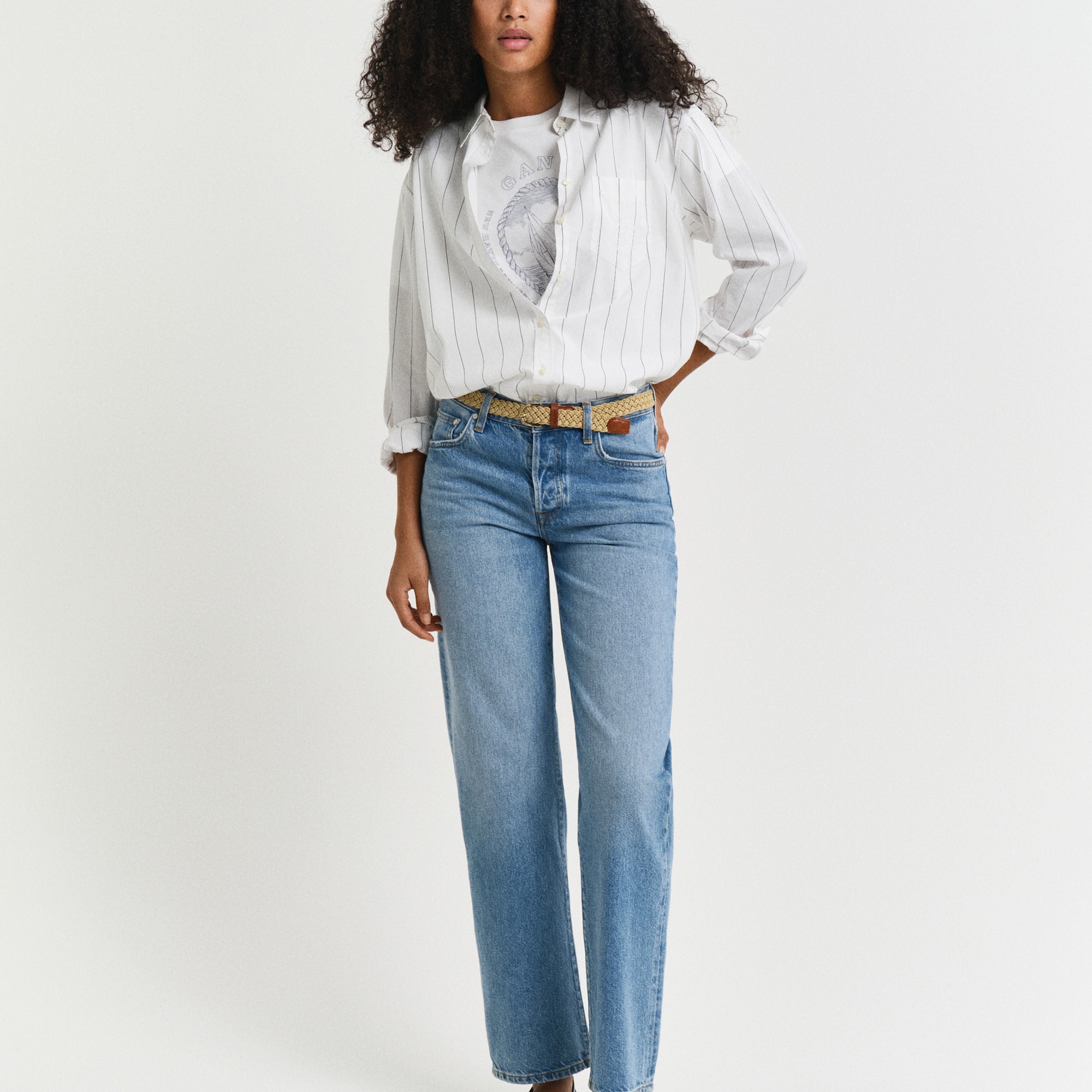 GANT Kadın Mavi Straight Fit Pantolon