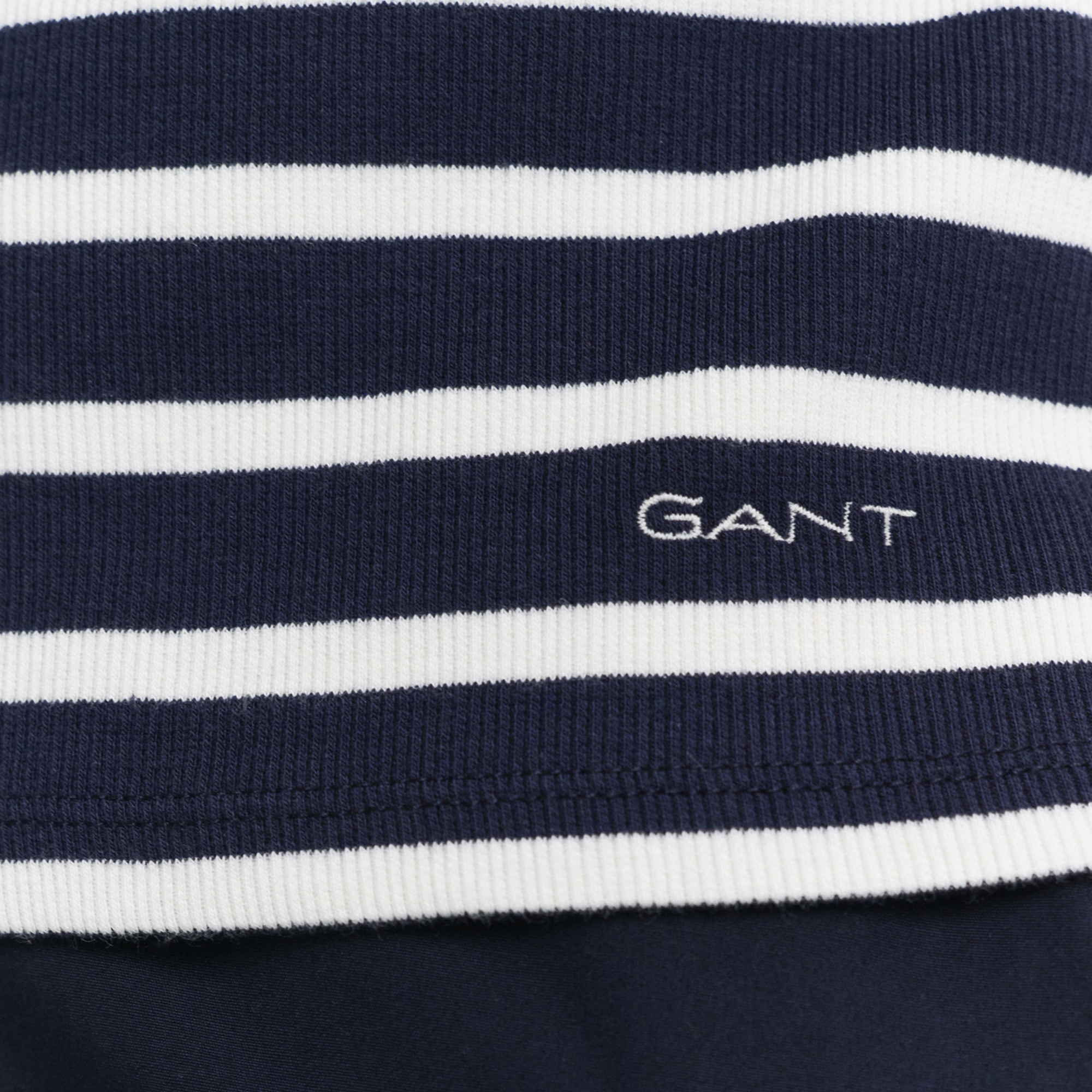 GANT Kadın Lacivert Regular Fit Bisiklet Yaka Çizgili T-Shirt