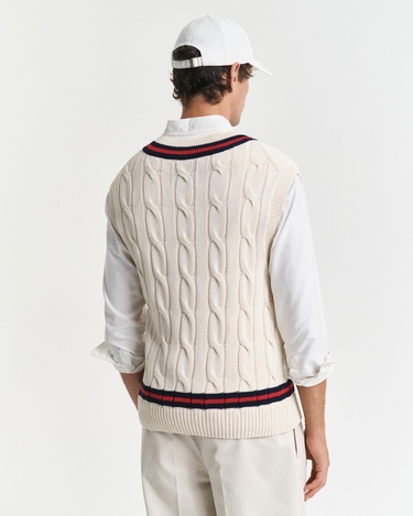  GANT Erkek Krem Relaxed Fit V Yaka Süveter