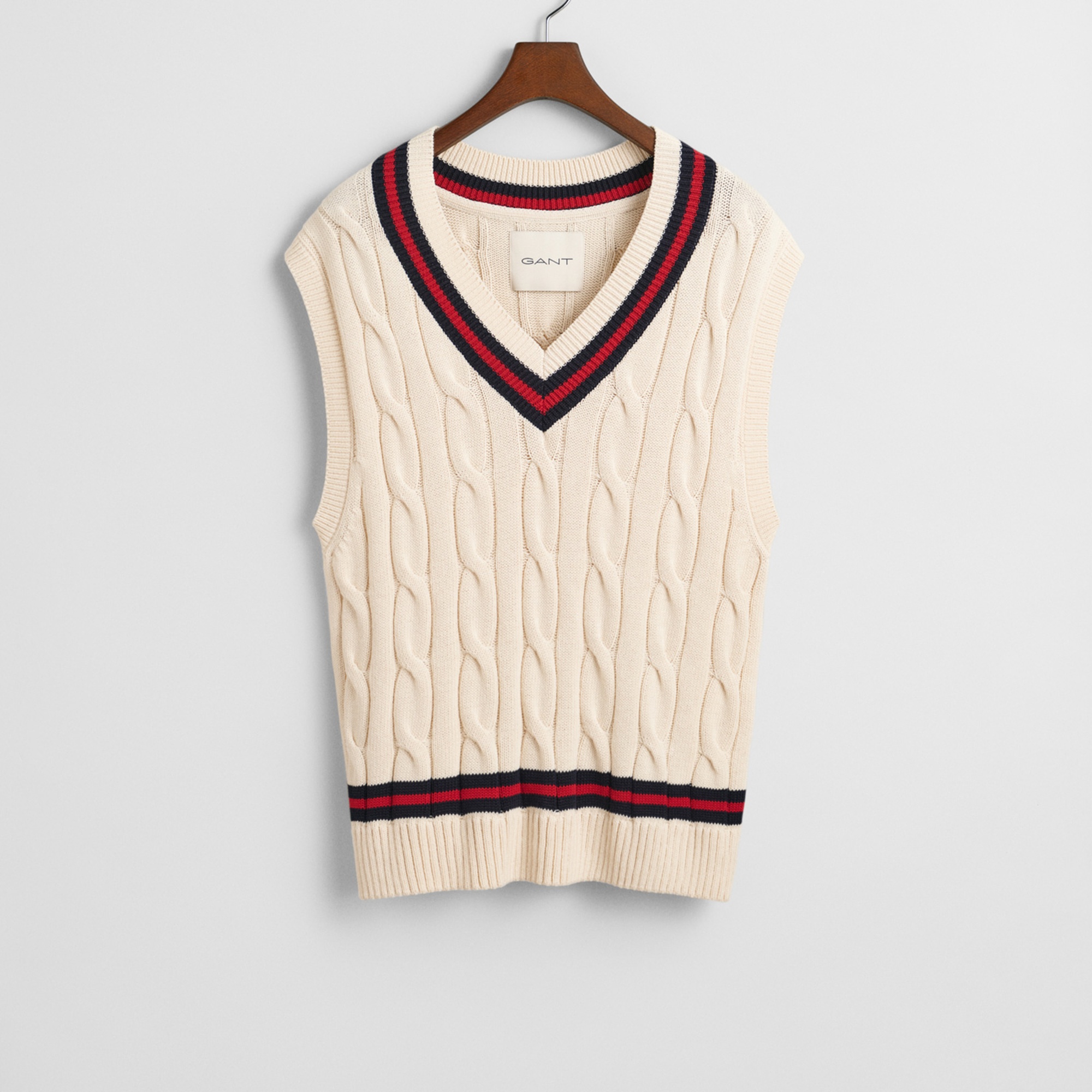 GANT Erkek Krem Relaxed Fit V Yaka Süveter